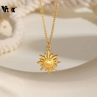 Vnox Cross Chain สร้อยคอจี้ดอกทานตะวันสําหรับผู้หญิงผู้ชาย,สแตนเลส Boho ปรับ Choker Chain เครื่องประดับ