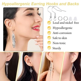 1200 ชิ้น Hypoallergenic ต่างหูตะขอชุด Eye Pins หัว Pins ห่วงกระโดดสําหรับต่างหูทํา DIY ผลการค้นหาเครื่องประดับอุปกรณ์