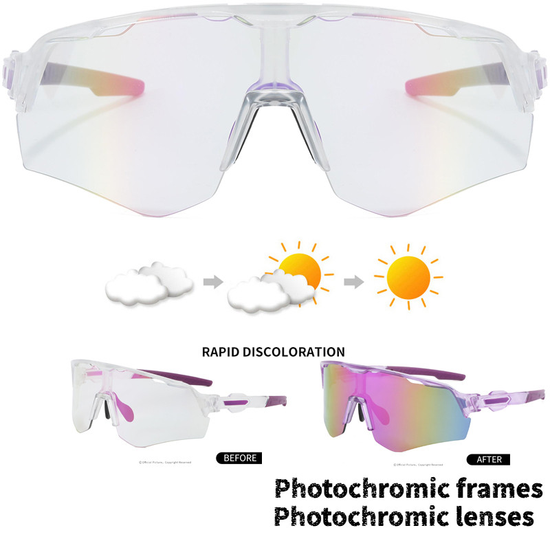 ใหม่ขี่จักรยานแว่นตาโฟโตโครมิกวิ่งภูเขาป้องกันดวงตากีฬากลางแจ้งแว่นกันแดดกันลม