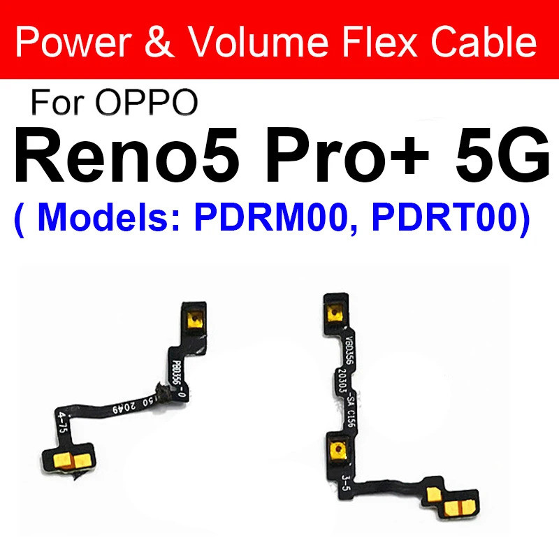 Power Volume Flex Cable สําหรับ OPPO Reno 5 6 Pro Plus 6 Lite 4G 5G ปริมาณด้านข้างปุ่ม Flex Ribbon R