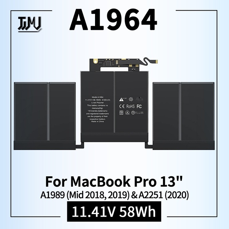 A1989 a2251 laptop battery a1964 replacement for MacBook Pro 13 inch a1989 (mid 2018, 2019) & a2251 