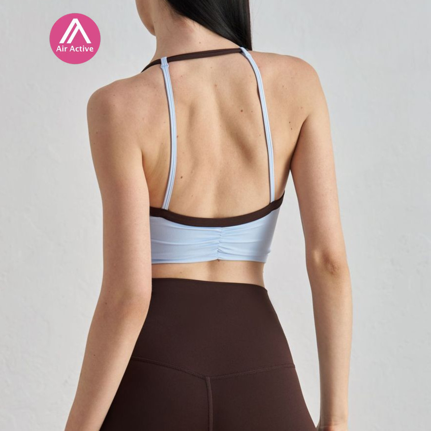 Airactive Leisure Yoga Sports Bra Halter-neck Contrast Color Adjustable Back Straps