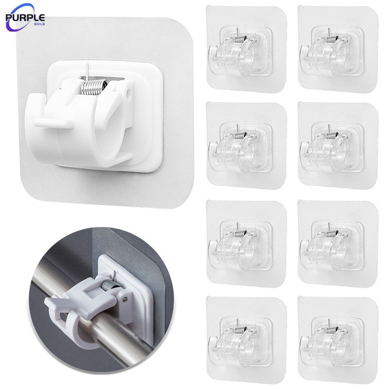 แนะนำ ผ้าม่าน 2/4/6 ชิ้นผ้าม่าน Rod วงเล็บ Self กาวผ้าม่าน Rod ผู้ถือตะขอเล็บฟรีปรับผ้าม่าน Rod Hooks อุปกรณ์ห้องน้ํา ราคาพิเศษ มีเก็บเงินปลายทาง