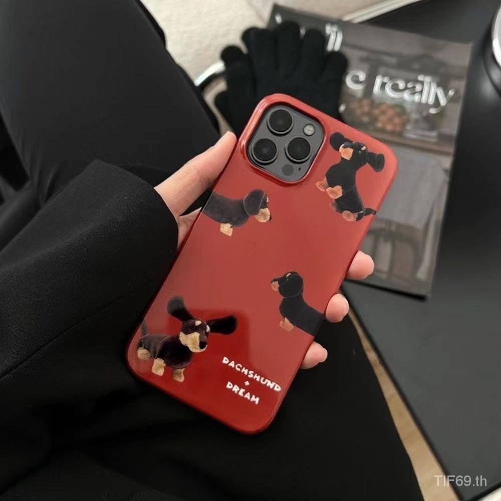 เคสโทรศัพท์มือถือแบบแข็ง กันกระแทก ลายสุนัขดัชชุน ภาษาอังกฤษ สําหรับ iPhone 14promax 11 12 13 15 promax xr xs xsmax 7 8plus 15 14 13 12 11 pro T9KQ