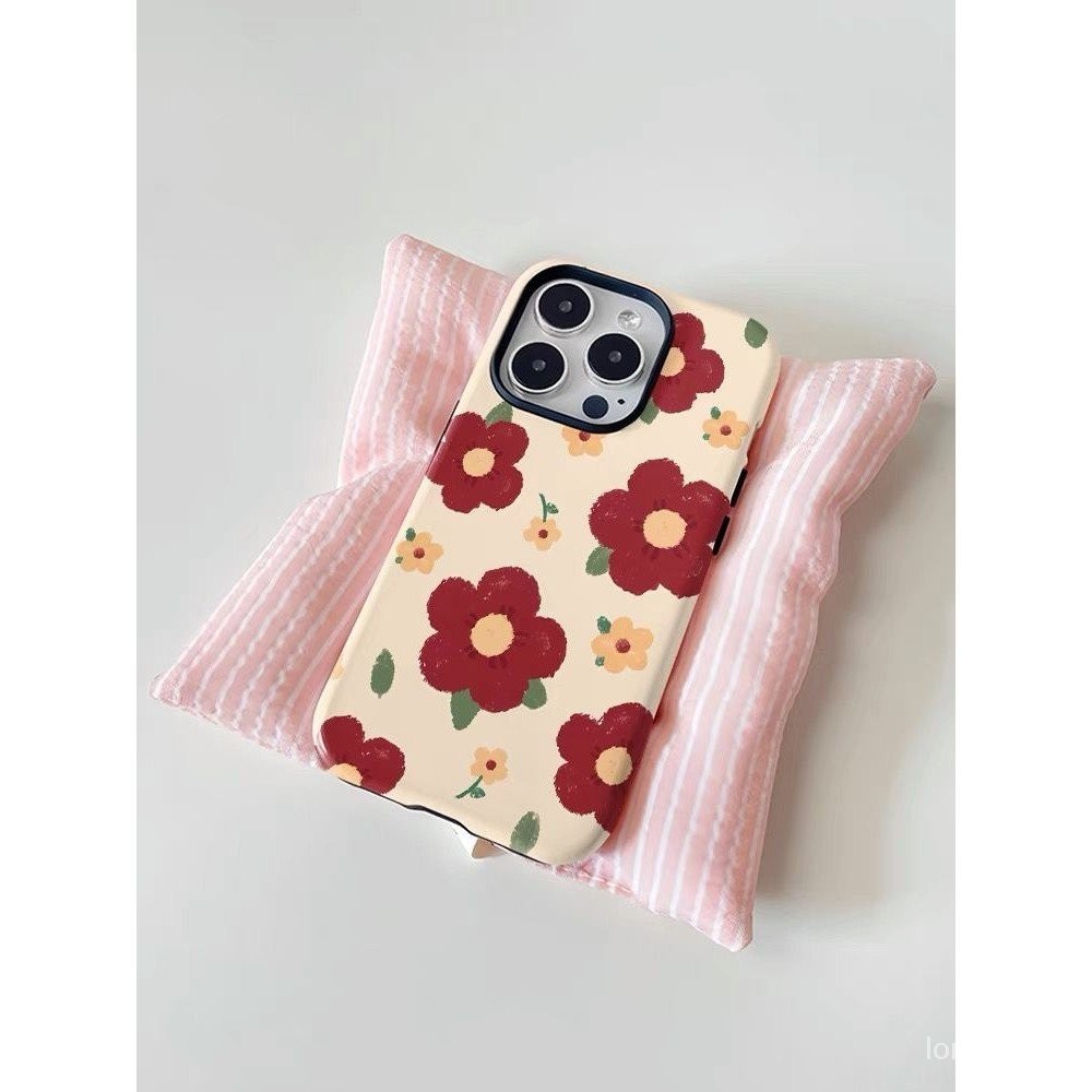 เคสป้องกันโทรศัพท์มือถือ แบบสองชั้น ลายดอกไม้ สองชั้น สําหรับ Apple iPhone15promax 14promax 13promax 12promax 11promax