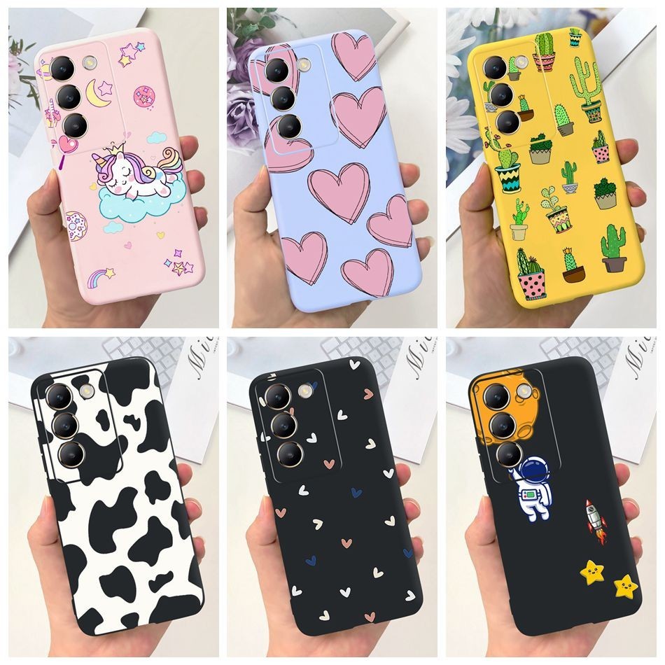 เคสโทรศัพท์มือถือ ซิลิโคนนิ่ม TPU ลายการ์ตูนหัวใจน่ารัก สีแคนดี้ สําหรับ Vivo Y100 5G Y200e Y100 (ID