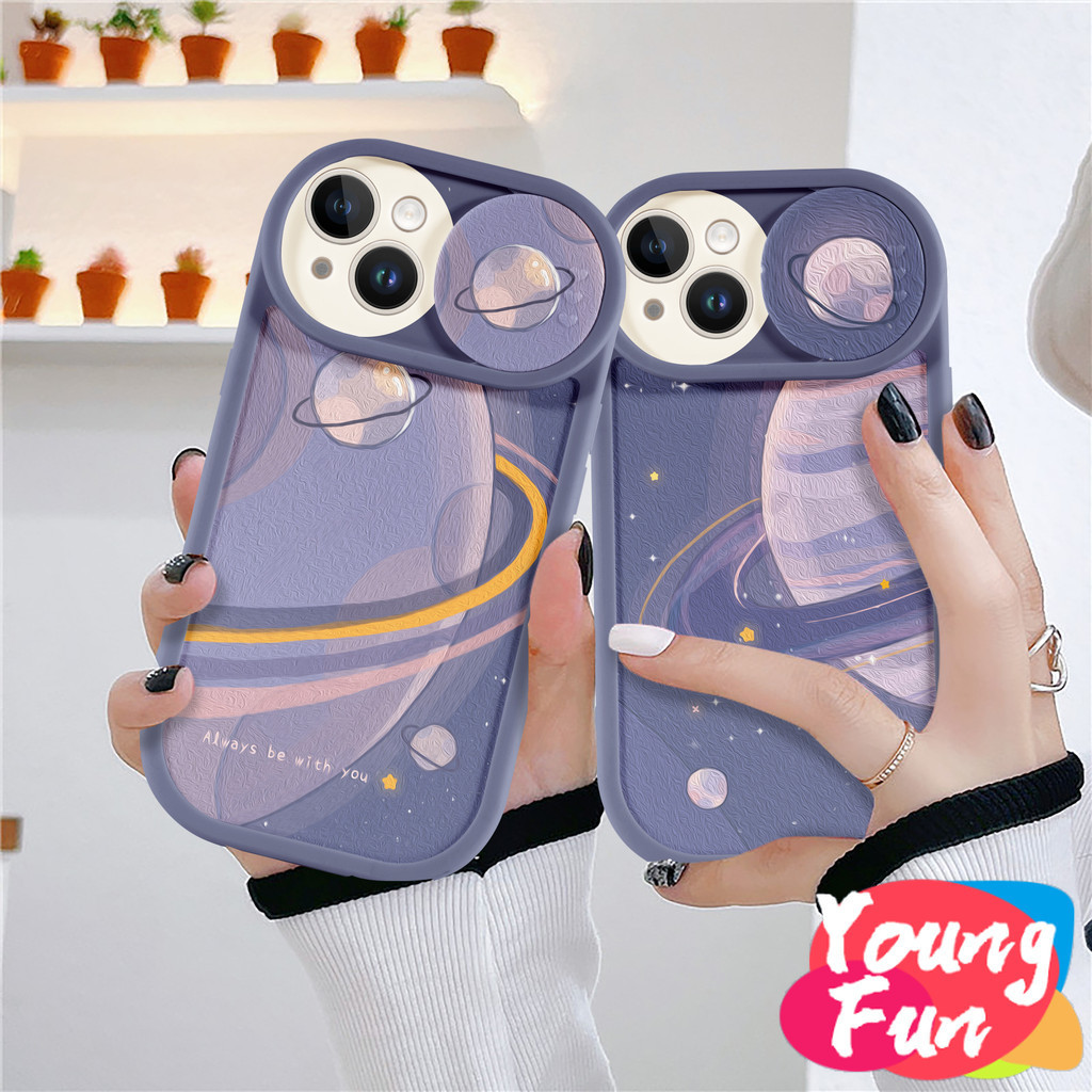สําหรับ iPhone สีม่วง ดาวเคราะห์ 14 XR 13 11 12 Pro Max 8 7 6 6S Plus X Xs Max Se 2020 13 12 11เคสโทรศัพท์มือถือ ทรงกลม แบบเลื่อนได้
