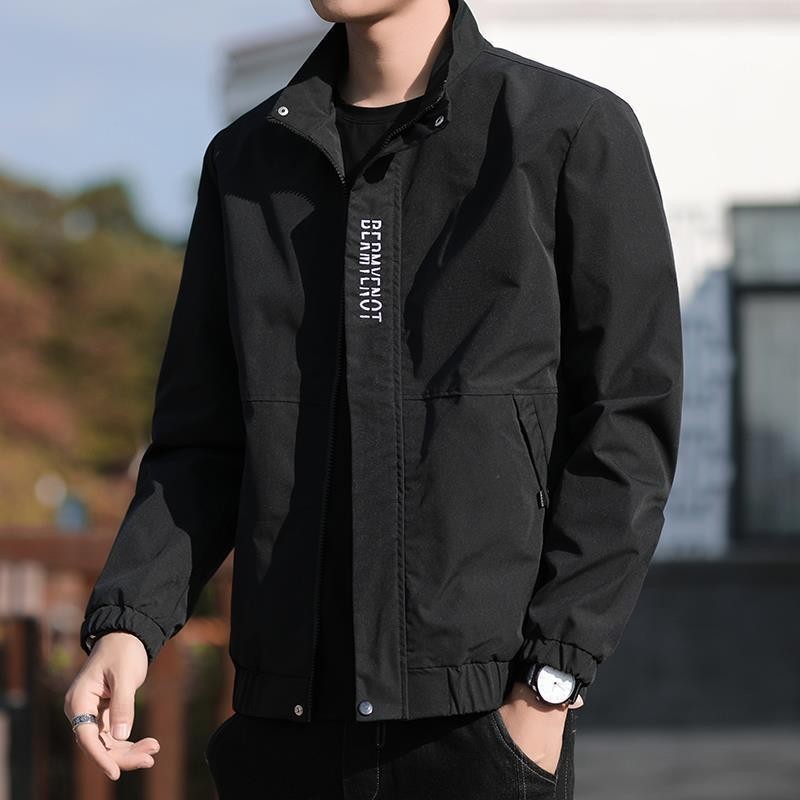 เสื้อแจ็กเก็ตทํางาน คอปกตั้ง สไตล์เกาหลี แฟชั่นฤดูใบไม้ผลิ และฤดูใบไม้ร่วง สําหรับผู้ชาย
