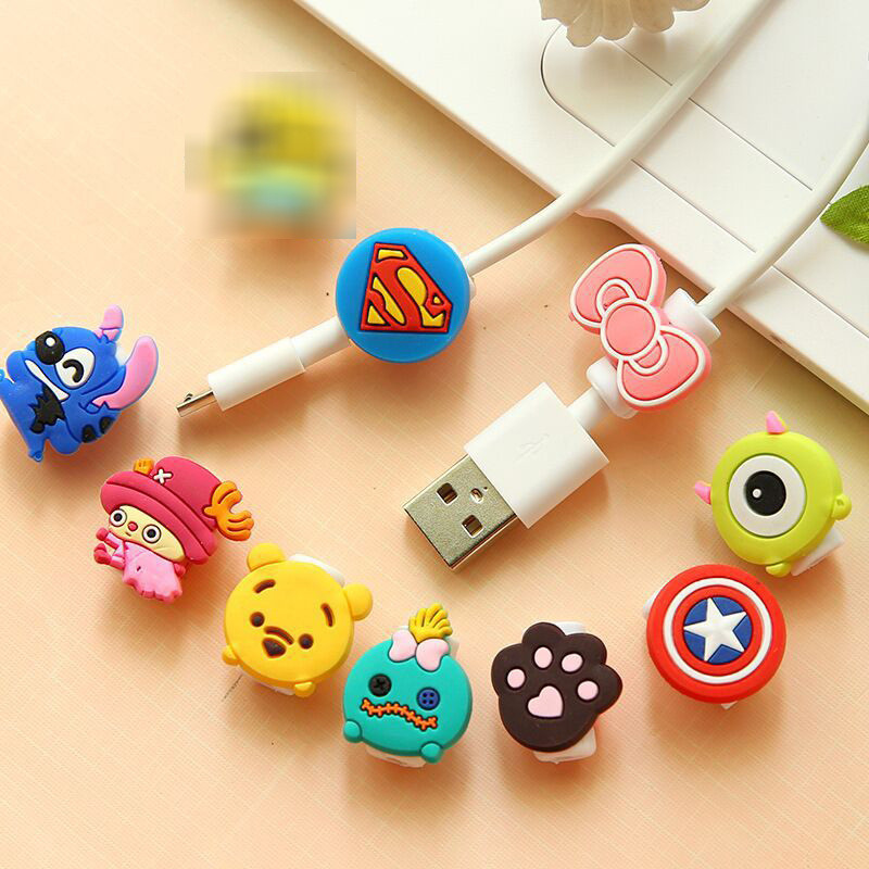 เคสยางป้องกันสายชาร์จโทรศัพท์ ลายการ์ตูนน่ารัก สําหรับ iPhone Android