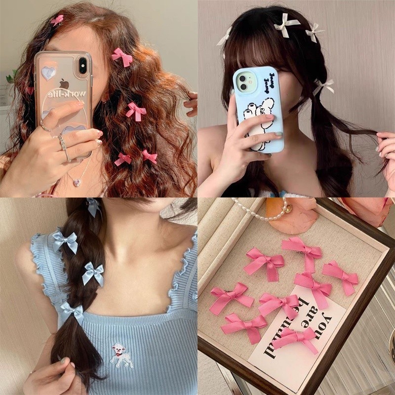 กิ๊บติดผม ประดับโบว์ ขนาดเล็ก น่ารัก แฟชั่นสําหรับผู้หญิง จํานวน 8 ชิ้น ต่อชุด