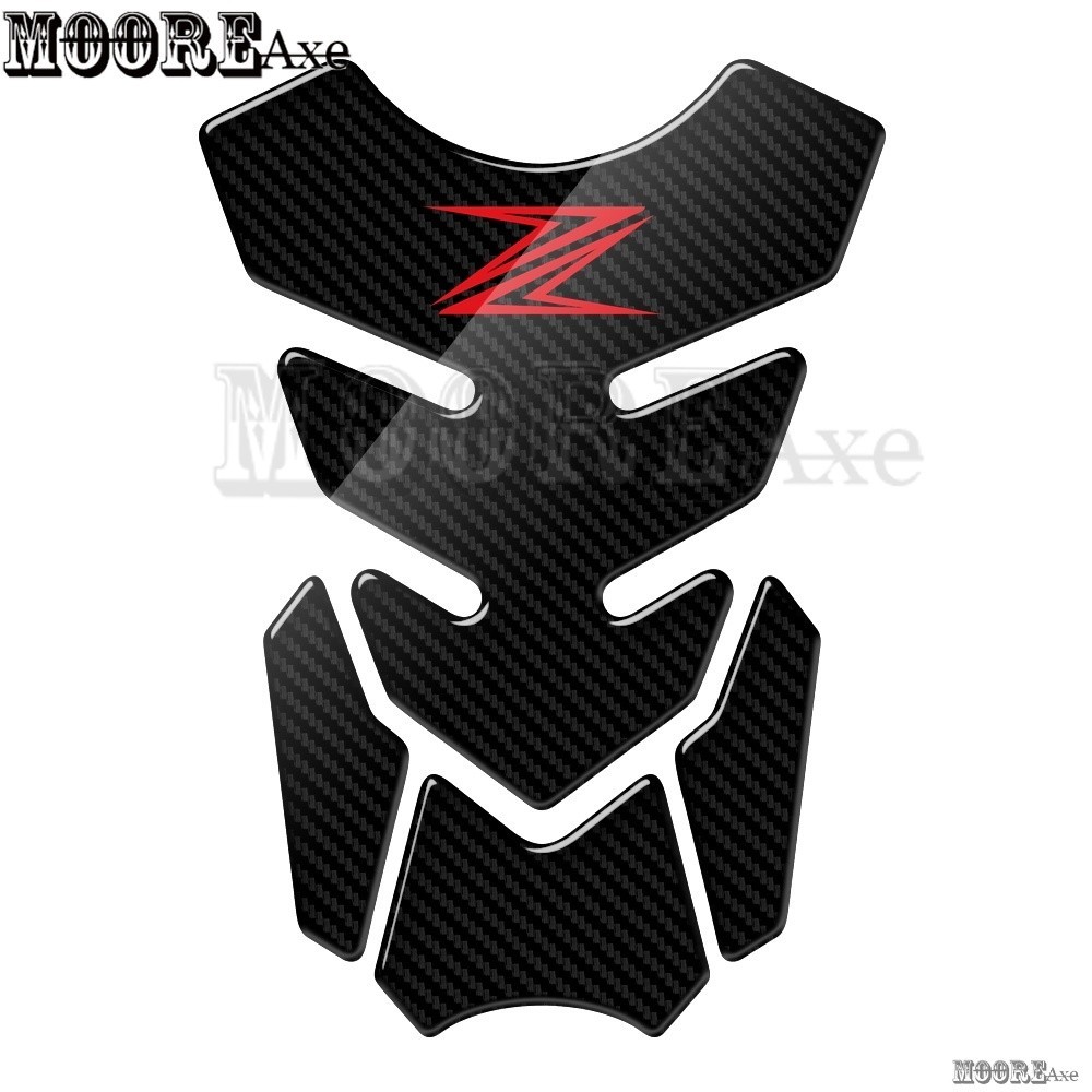 Mooreaxe สําหรับ Kawasaki Z125 Z250 Z300 Z400 Z650 Z750 Z800 Z900 Z1000 3D คาร์บอนดูรถจักรยานยนต์ถัง Pad Protector Decal สติกเกอร์ปลากระดูกสติกเกอร์
