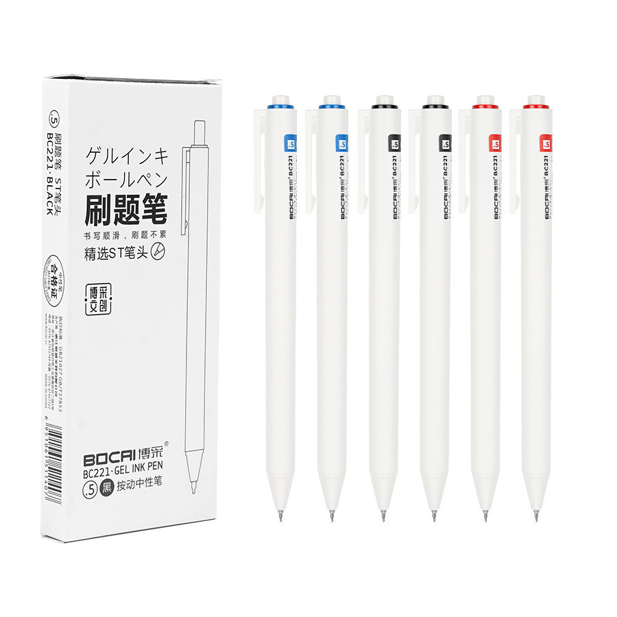 Ossayi 6 ชิ ้ น/box Retractable ปากกาเจลชุด 0.5 มม.ST ปากกา-nib Black/Blue/Red เติมหมึกโรงเรียนสํานักงานเขียน Porous-Point Rollerball ปากกาอุปกรณ ์ สอบเครื ่ องเขียน