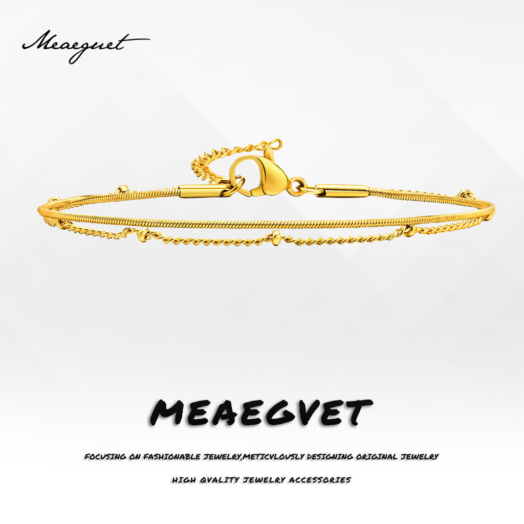 Meaeguet สร้อยข้อมือโซ่ ซ้อนกันได้ ของขวัญ สําหรับผู้หญิง