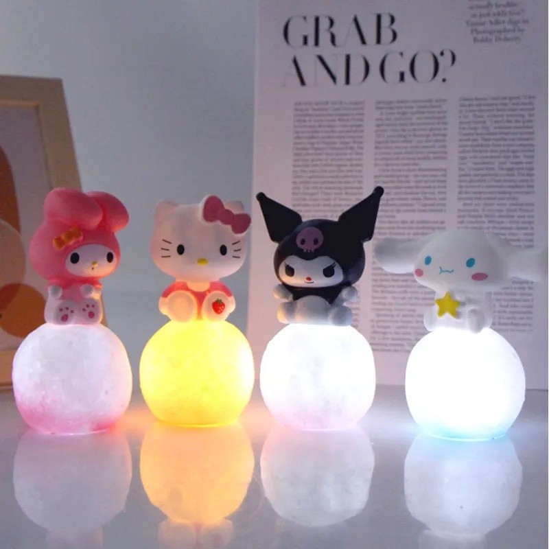 Kawaii Sanrio โคมไฟ Led รูปการ์ตูนอนิเมะ Kuromi Melody Moon 3D สําหรับตกแต่งบ้าน ห้องนอนเด็ก