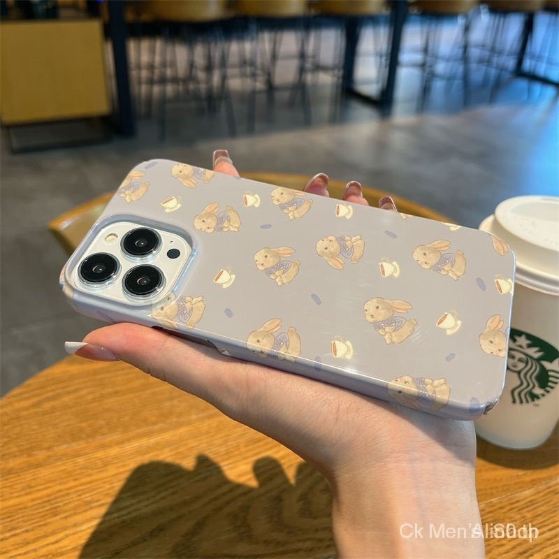 เคสโทรศัพท์มือถือแบบแข็ง กันกระแทก ลายกระต่ายน่ารัก สไตล์เกาหลี สําหรับ iPhone 7 8 plus x xs XR xsmax 11 12 13 14 15 Pro Max