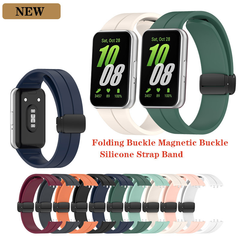 สายนาฬิกาข้อมือซิลิโคน หัวเข็มขัดแม่เหล็ก แบบเปลี่ยน สําหรับ Samsung Galaxy Fit 3 Fit3