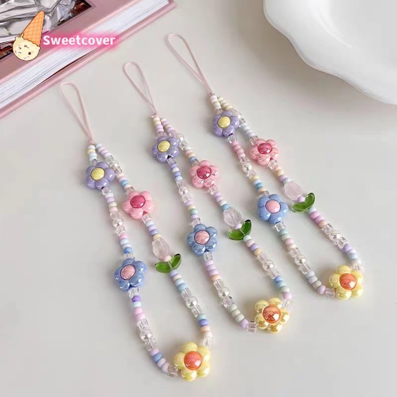 Hyunya สายคล้องโทรศัพท์มือถือ ลายดอกไม้น่ารัก หลากสี อุปกรณ์เสริม สําหรับ Airpods