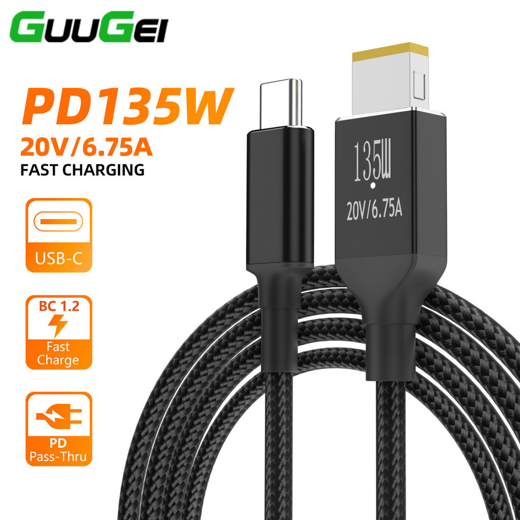 Guugei PD 135W Type C Charger USB-C ถึง Square USB Charger Fast สายอะแดปเตอร ์ ชาร ์ จสําหรับแล ็ ปท