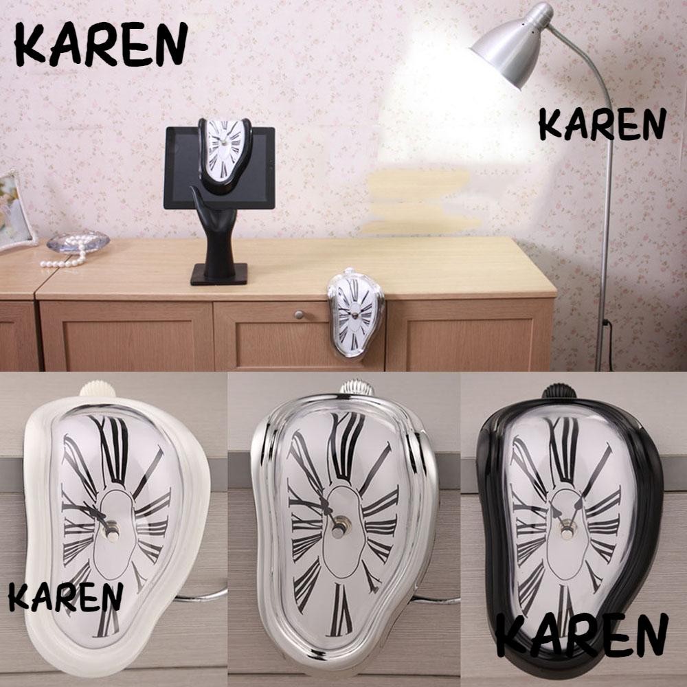 Karen นาฬิกาละลายนวนิยาย Surreal Desktop Home Art Design เงียบ