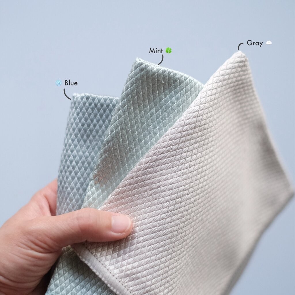 Omocha | (1 set 3 ผืน) Dish towel micro wipe ผ้าไมโครไฟเบอร์ ผ้าเช็ดจานและเช็ดกระจก รุ่นอัพเกรด