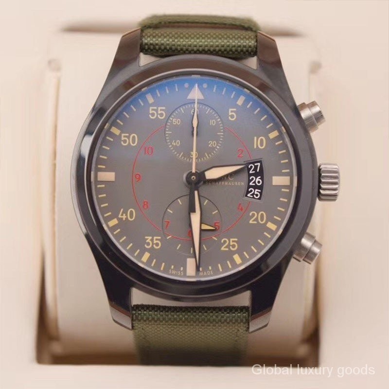 Pilot Ceramic/Titanium Chronograph Automatic Mechanical Men 's Watch IW388002นาฬิกา 5OY1