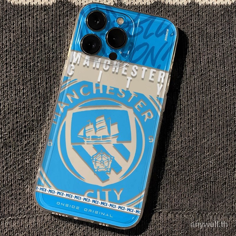 Manchester Cityเคสโทรศัพท์ฟุตบอลโปร่งใสส่วนบุคคลสําหรับiPhone 15 14 Pro max /13 ProMax/13Pro/13 Mini/12 Pro max/11 X Xr Xs max