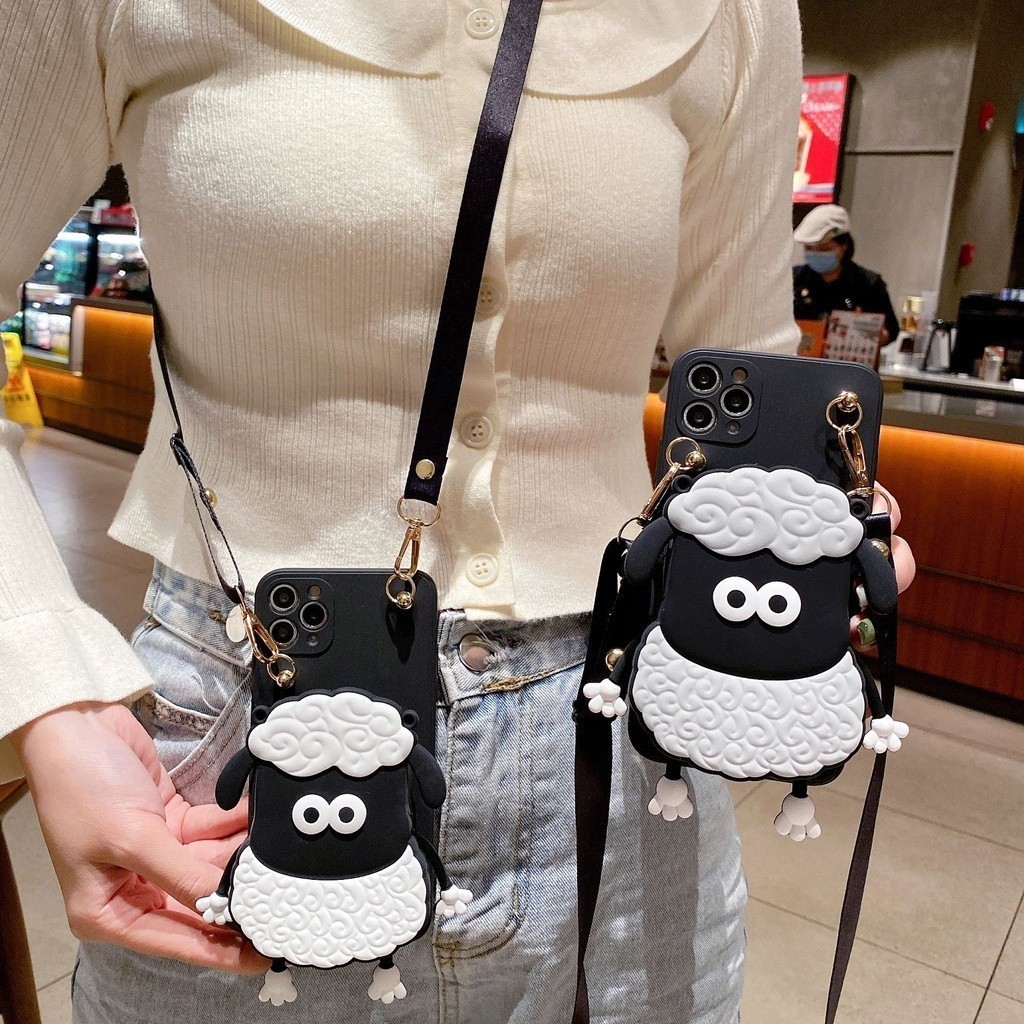 Casing For Huawei P30 Lite Y9 Prime 2019 Y7A Y6P 2020 Nova 3i 4e 5T 7 7SE 7i 9SE 10 Pro Cartoon Coin Back Cover Cute Sheep Wallet Bags Phone Case