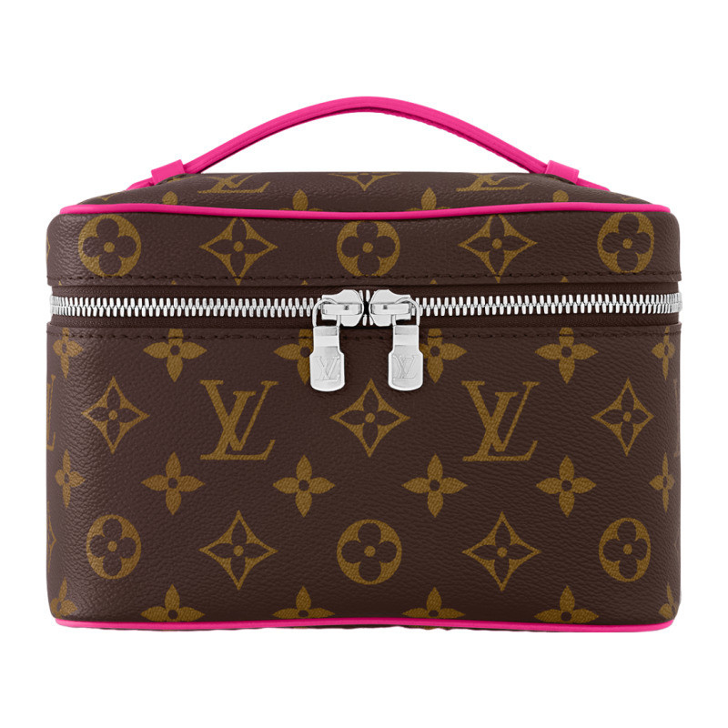 LV/Louis Vuitton Men's Bag Nice Mini Purple Red Coating Canvas Zipper Beauty Box Handbag M46767