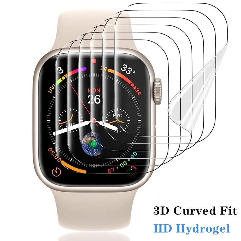 ฟิล์มกันรอยหน้าจอสําหรับแอปเปิล Watch 10/9/8/7/6/5/3/SE, ไฮโดรเจลนุ่ม, รองรับขนาด 38/40/41/42/44/45/46/49 มม.