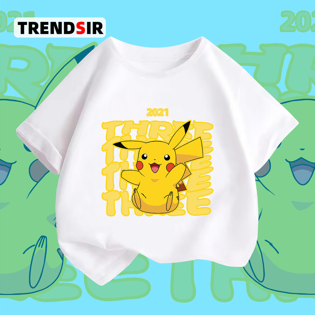 TrendSir พร้อมส่ง short sleevest t shirt cotton Pokémon Pikachu 100% Cotton 6สี 100-151 ใส่สบายมาก