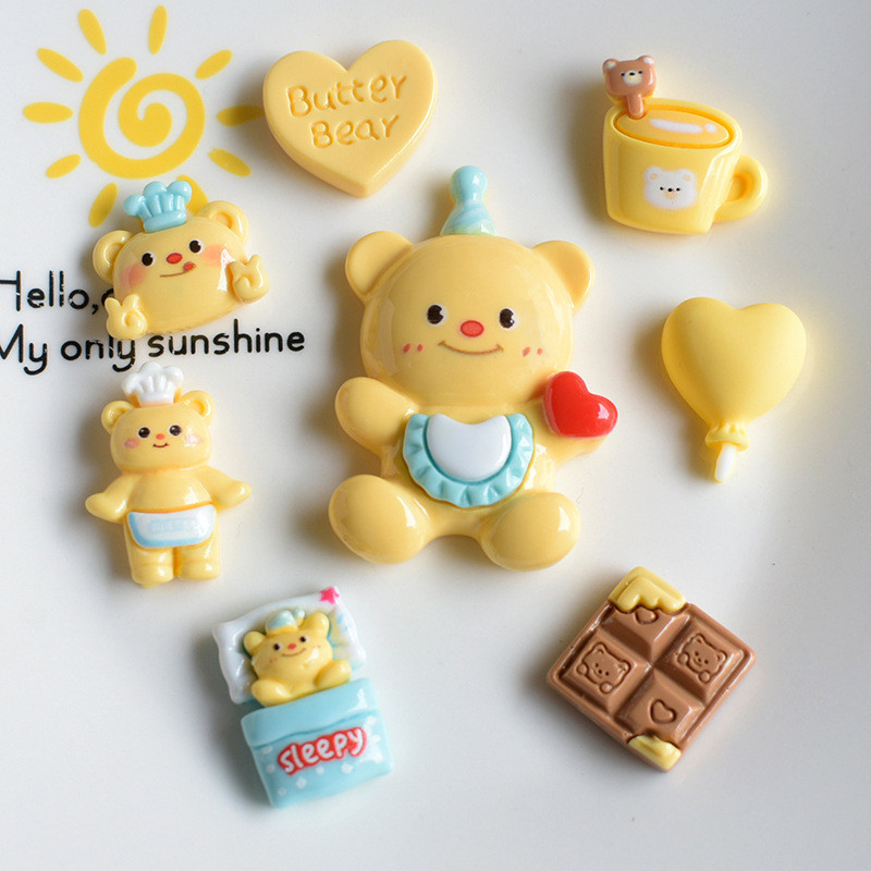 8 ชิ้นใหม่เนยชีสหมี DIY Pins INS อุปกรณ์เสริมรองเท้าน่ารักอุปกรณ์เสริมรองเท้าหัวเข็มขัดตกแต่ง