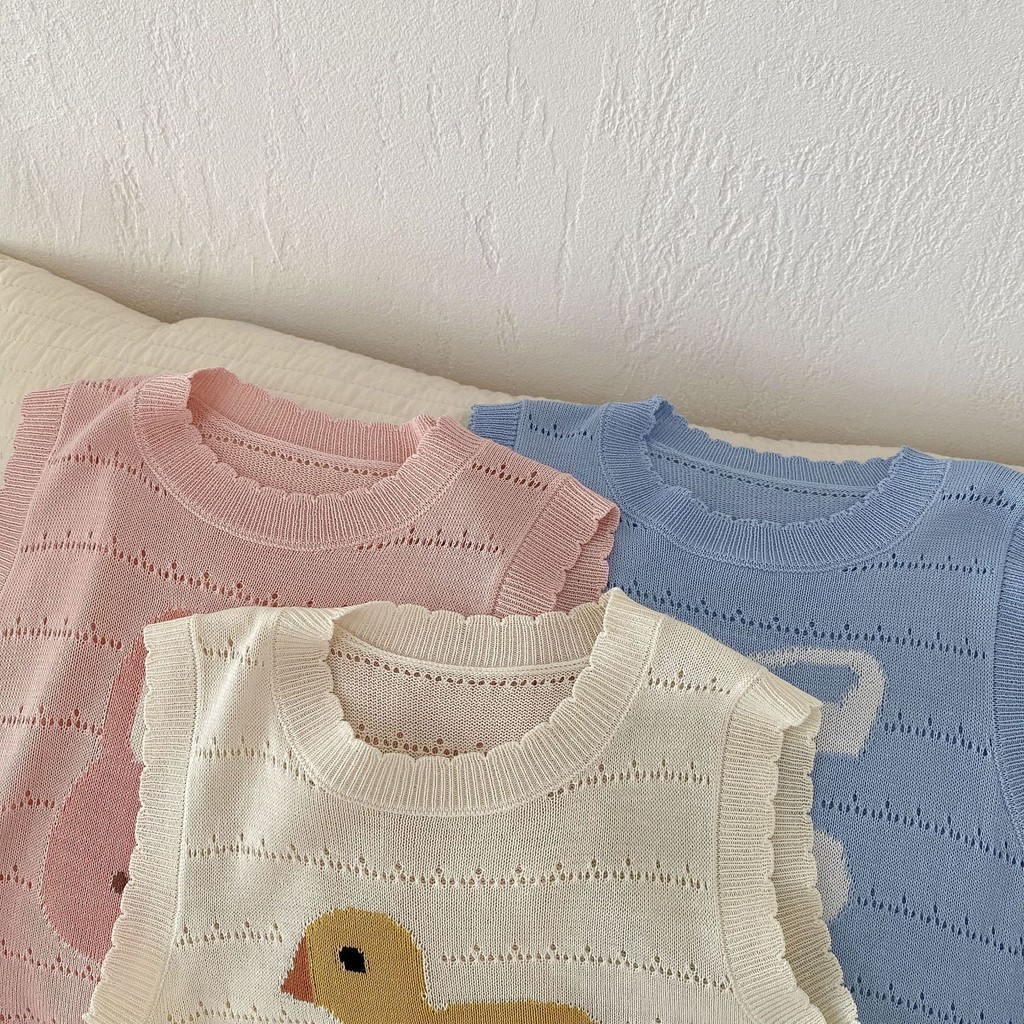 ชุดถักเด ็ ก 0-5 ปีฤดูร ้ อนชายหญิงกางเกงขาสั ้ นแขนกุดชุดสูทสองชิ ้ น - รูปที่ 5