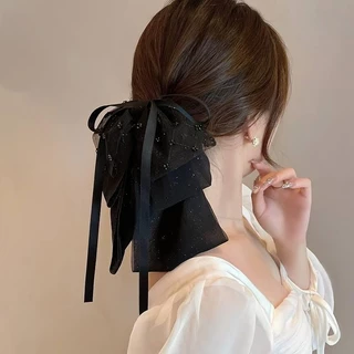 โบว ์ ตาข ่ าย Hairpin ผู ้ หญิงเกาหลีแฟชั ่ น Elegant ริบบิ ้ นผมคลิปอุปกรณ ์ เสริมผมสําหรับสาว