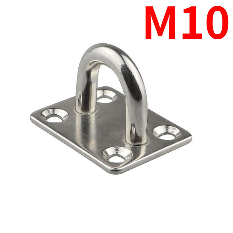 M10 สแตนเลส 304 Square Pad Eye แผ ่ น Hook Hanger Heavy Duty เพดานสําหรับพายเรือ Yacht Shade Sailing Marine