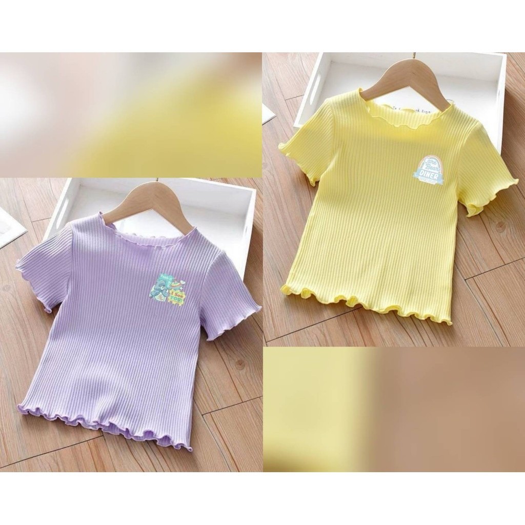 พร้อมส่ง ใหม่ เสื้อยืดแขนสั้น ผ้าเรยอน เข้ากับทุกการแต่งกาย แฟชั่นฤดูร้อน สไตล์เกาหลี สําหรับเด็กผู้หญิง
