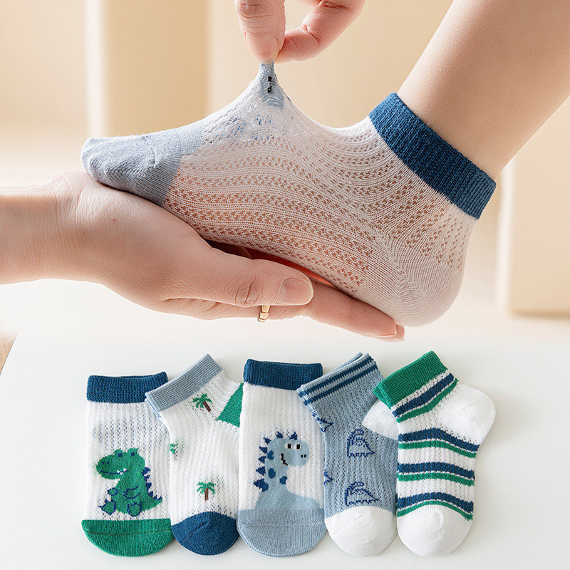 5 คู่/ล็อตถุงเท้าเด็กแฟชั่นผ้าฝ้ายป่านุ่ม Cozy Breathable ฤดูร้อนเด็กสบายๆตาข่ายถุงเท้าสําหรับ 1-12Y