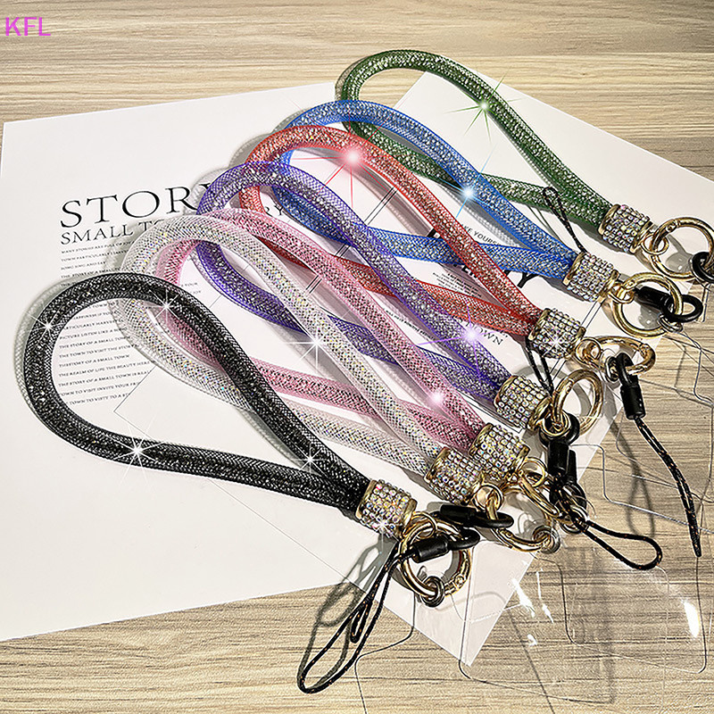 (KFL Gorgeous Flash Diamond โทรศัพท ์ มือถือ Universal Lanyard สายรัดข ้ อมือเชือกมือสีสันสดใสพวงกุญแจแขวนเชือกป ้ องกันการสูญหายขายร ้ อน