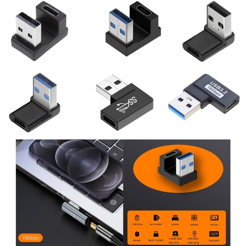 Timi2 USB 3 0 ชายประเภท C หญิง 90 องศามุมขวาอะแดปเตอร์ USB C Upward Downward Connector 10Gbps สําหรับ L