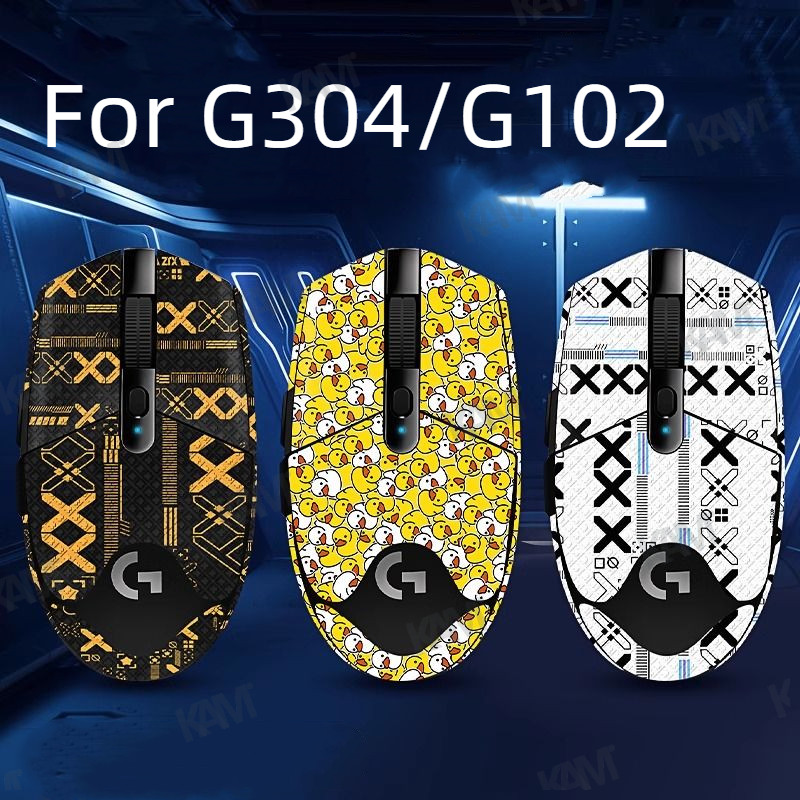 Kam สําหรับ Logitechs G304/G102 เมาส์ผิวสติกเกอร์ป้องกันเหงื่อยืดหยุ่นลื่นการ์ตูนที่ละเอียดอ่อนจับด้านข้างฟิล์มป้องกันสติกเกอร์เคลือบดูดซับเหงื่อป้องกันรอยขีดข่วนตกแต่ง