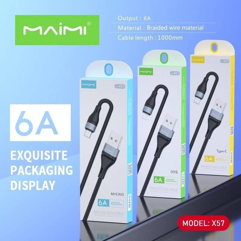 Maimi สายชาร์จ 6A (รุ่นX57) (สายUSB) ชาร์จเร็ว สายแบบถัก แท้100%