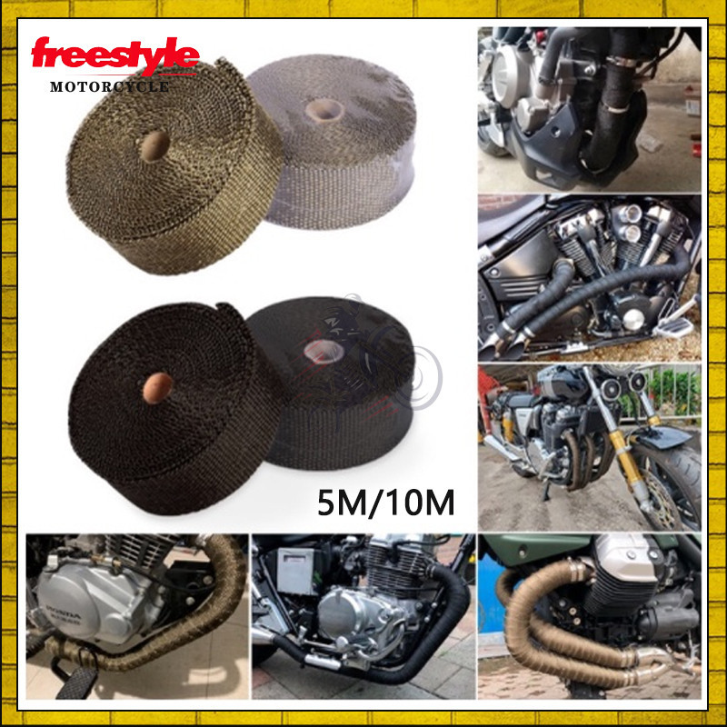 5m เทปไอเสียความร้อนท่อไอเสียท่อ Wrap Header ผ้าทนความร้อนสําหรับท่อไอเสียรถจักรยานยนต์