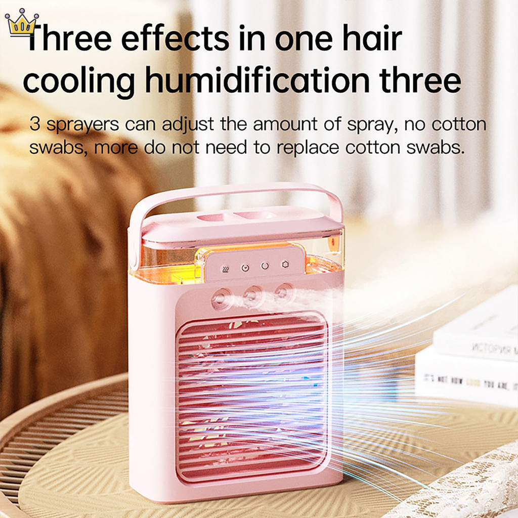 【CEK 】Personal Air Cooler พัดลมเครื ่ องปรับอากาศแบบพกพา Mini Evaporative Cooler พร ้ อมไฟ LED 7 สี 1/2/3 H จับเวลา 3 ความเร ็ วลมและโหมดสเปรย ์ 3 โหมด
