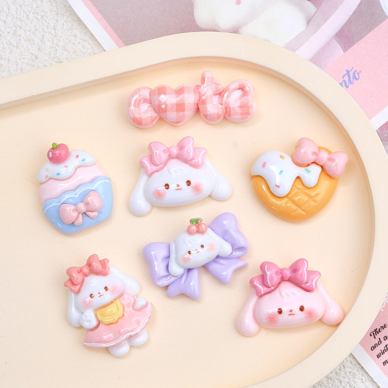 [3 #] น่ารักน่ารักสุนัข Childlike ครีมกาวอุปกรณ์เสริมเรซิ่น diy เครื่องประดับการ์ตูน Hairpin Hole รองเท้าหัวเข็มขัดอุปกรณ์ตกแต่ง XD