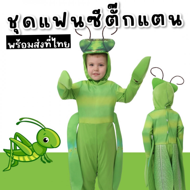 ชุดแฟนซีเด็ก ตั๊กแตนโย่งโย้ผูกโบว์ทัดดอกจำปา (FANCY395)