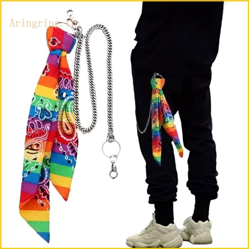 Arin Chic Rainbow Hip hop Bandana Pants Chain Biker Bandana Wallet Chain