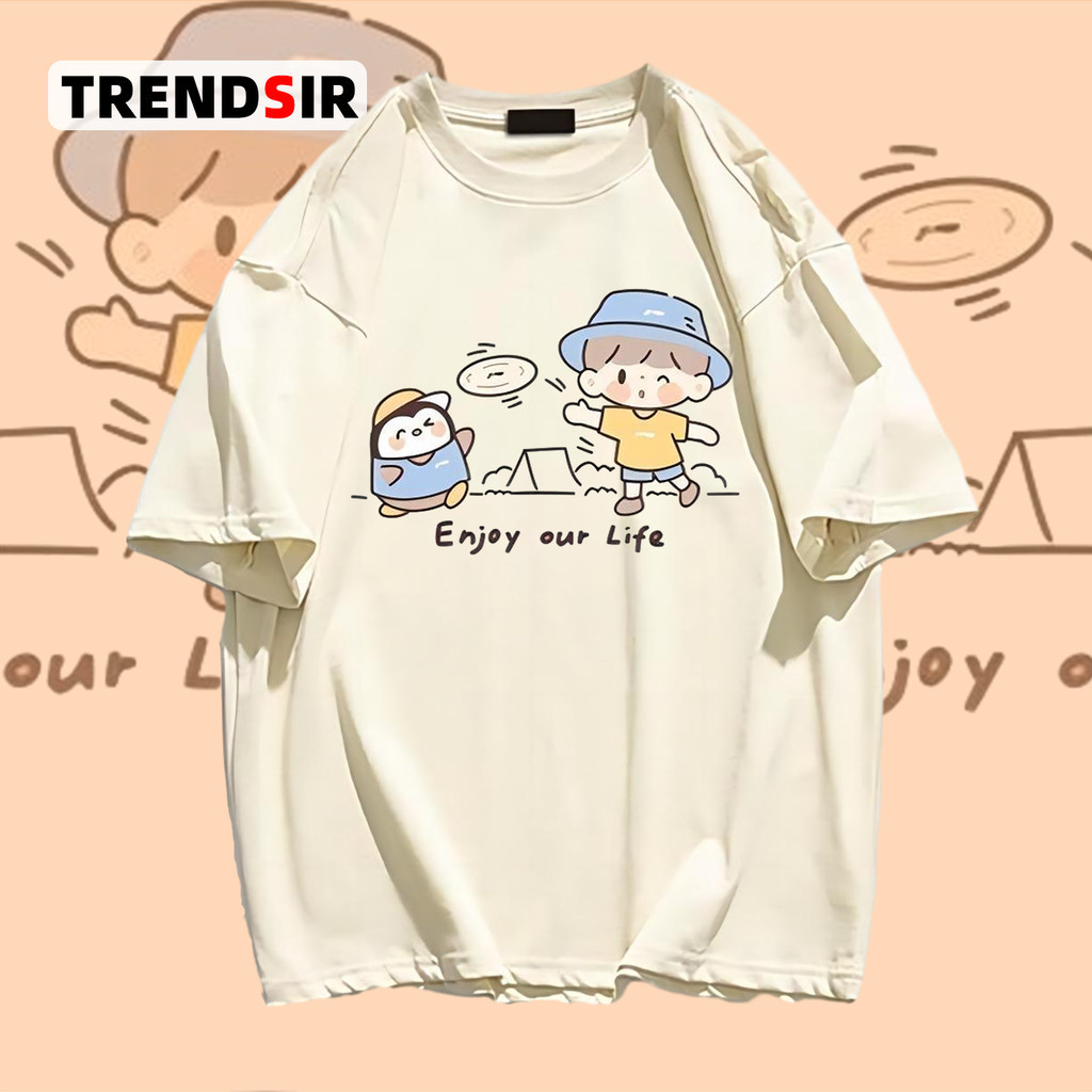 TrendSir พร้อมส่ง เสื้อยืดแขนสั้น เสื้อคอกลม เวอร์ชันเกาหลีน่ารัก สไตล์เกาหลีน่ารัก 100% cotton 9สี M-3XL