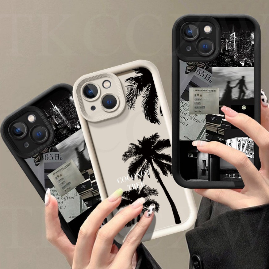 เคสโทรศัพท ์ Art Sunset Beach Trees Shadow Label Collage สําหรับ Huawei P40 P30 Pro Y7A Y9S Y9 Prime ปลอกซิลิโคนนุ ่ ม