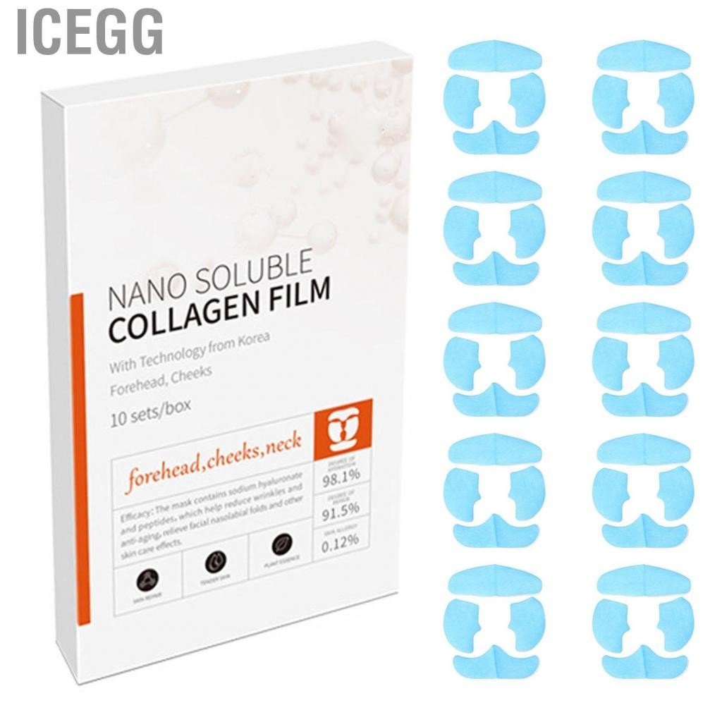 Icegg Melting Pure Collagen Films  Prevent Fine Lines Improve Skin Texture Tightening 10 Packs Hydrating Deep Penetration Nano Soluble Film for Aging