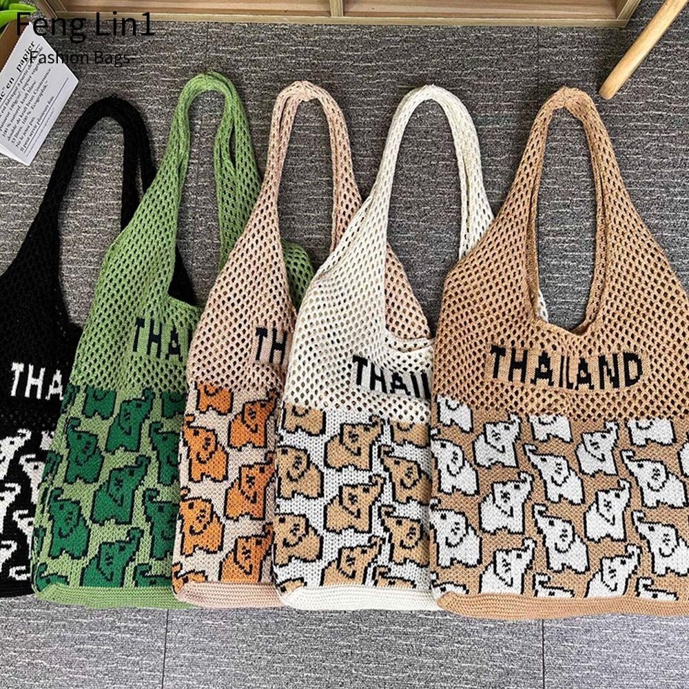 กระเป๋าสะพายไหล่ เฟิงหลิง,ถักช้างทอใต้วงแขนกระเป๋า,ลําลองความจุขนาดใหญ่กลวง สิริ กระเป๋าผู้หญิงสาว