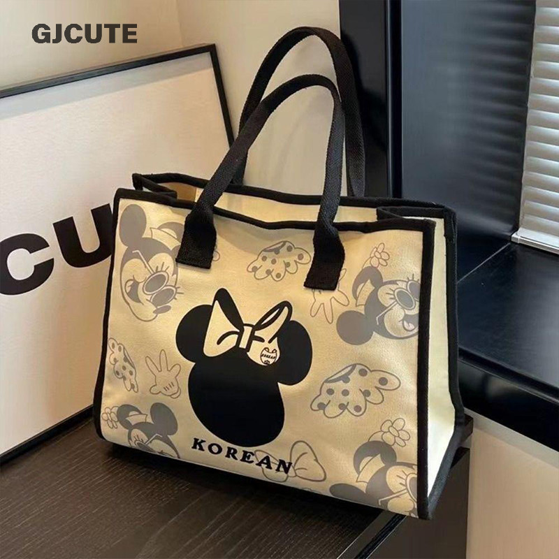 Gjcute ผ้าใบขนาดใหญ่ความจุกระเป๋าการ์ตูนพิมพ์กระเป๋าถือแฟชั่นอเนกประสงค์ Tote Bag WTD